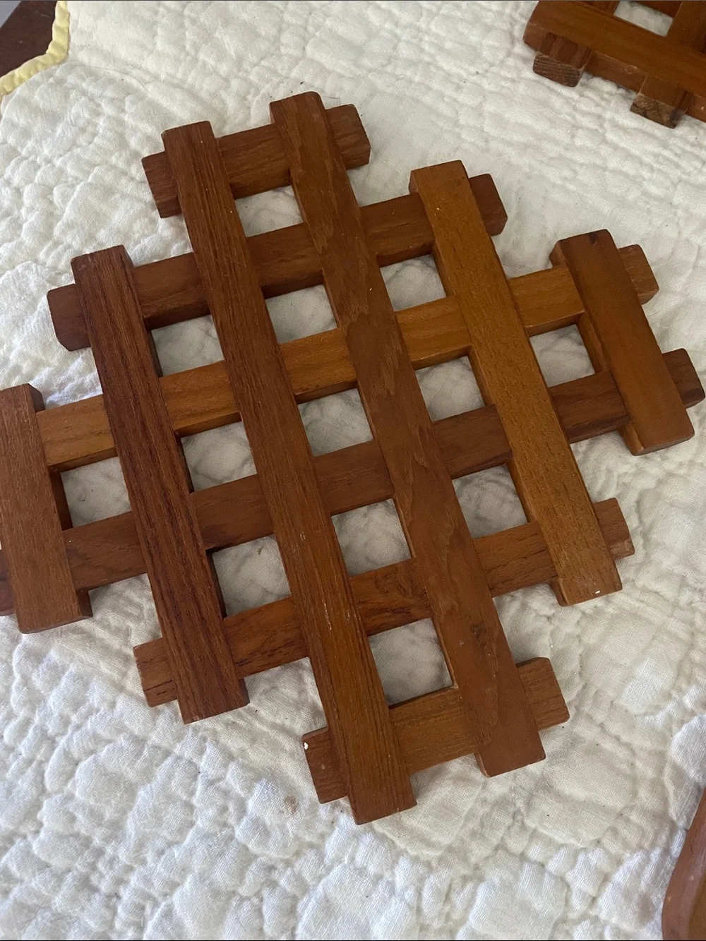 Wood Lattice Trivets Set - Brown Wooden Hot Pads